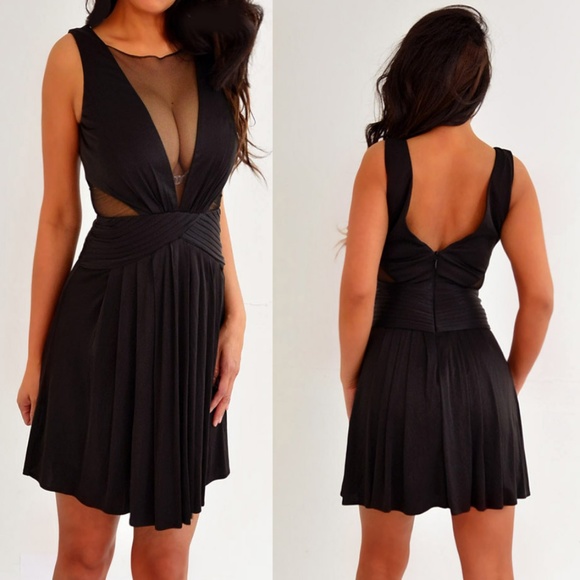 BCBGMAXAZRIA Black Sheer Mesh Short Mini Dress XS - Picture 3 of 8